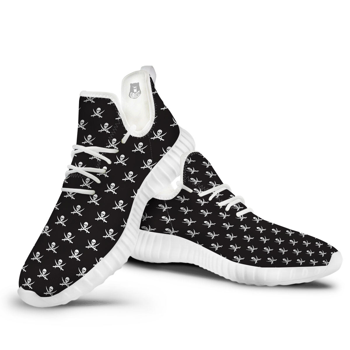 Symbol Pirate Skull Print Pattern White Walking Shoes-grizzshop