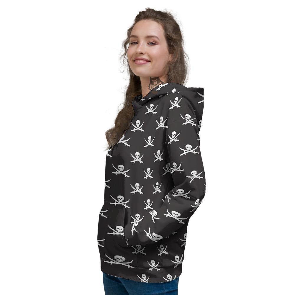 Symbol Pirate Skull Print Pattern Women's Hoodie-grizzshop