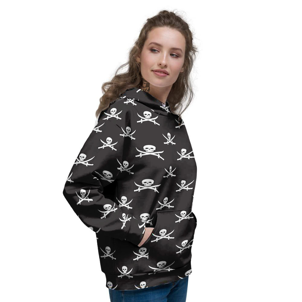 Symbol Pirate Skull Print Pattern Women's Hoodie-grizzshop