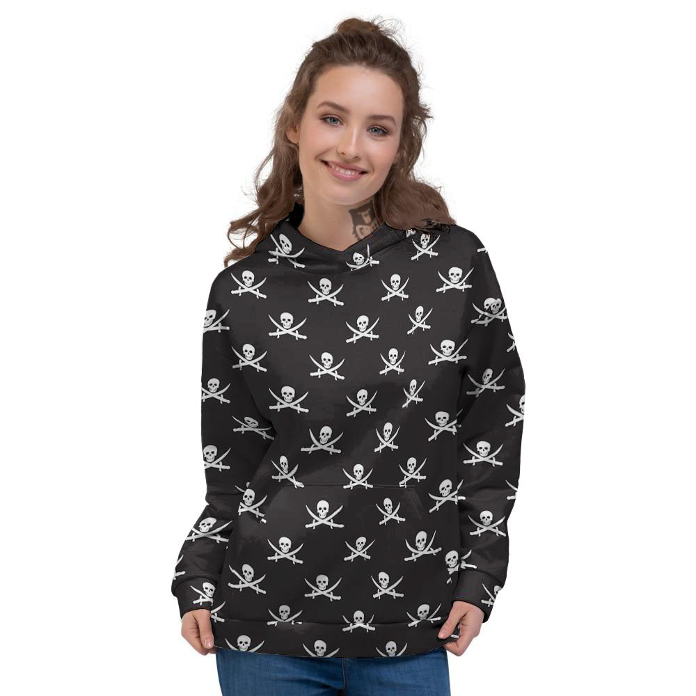 Symbol Pirate Skull Print Pattern Women's Hoodie-grizzshop