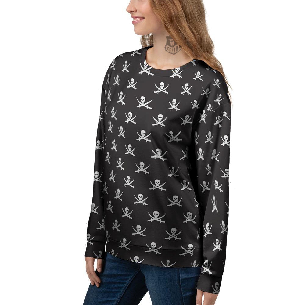 Symbol Pirate Skull Print Pattern Women's Sweatshirt-grizzshop