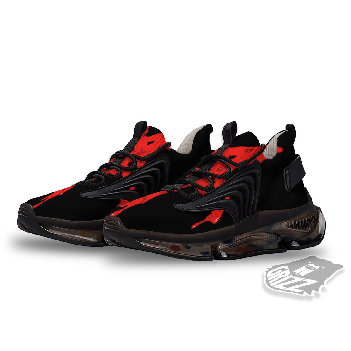 Symbol Red Pentagram Print Black Gym Shoes-grizzshop
