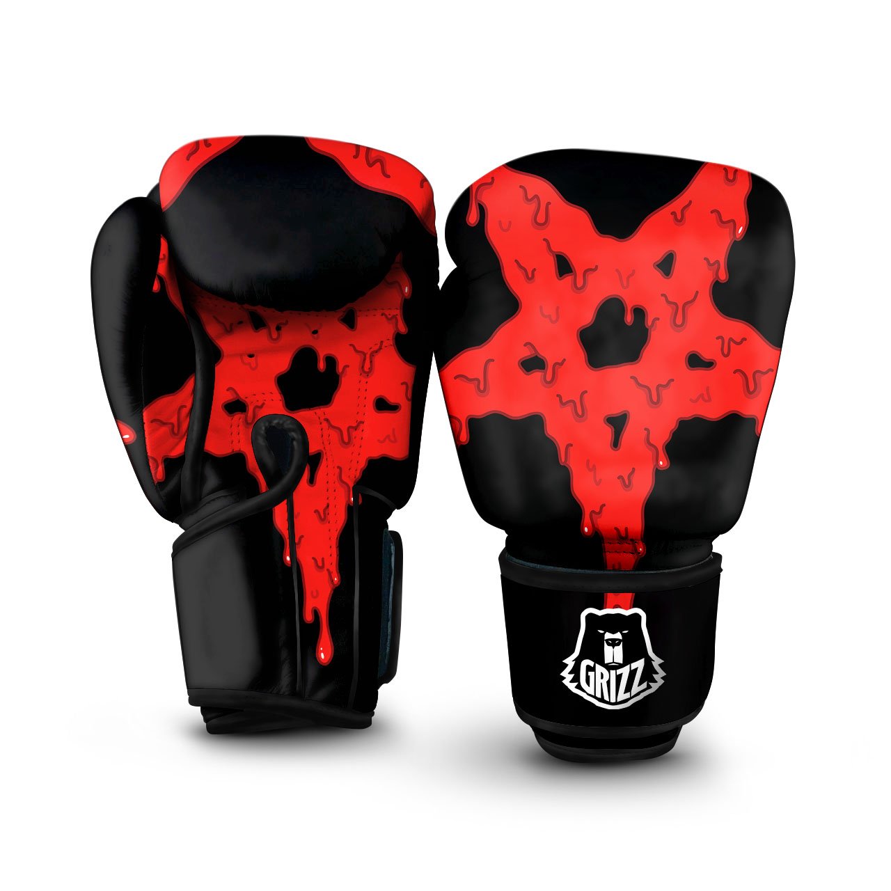 Symbol Red Pentagram Print Boxing Gloves-grizzshop