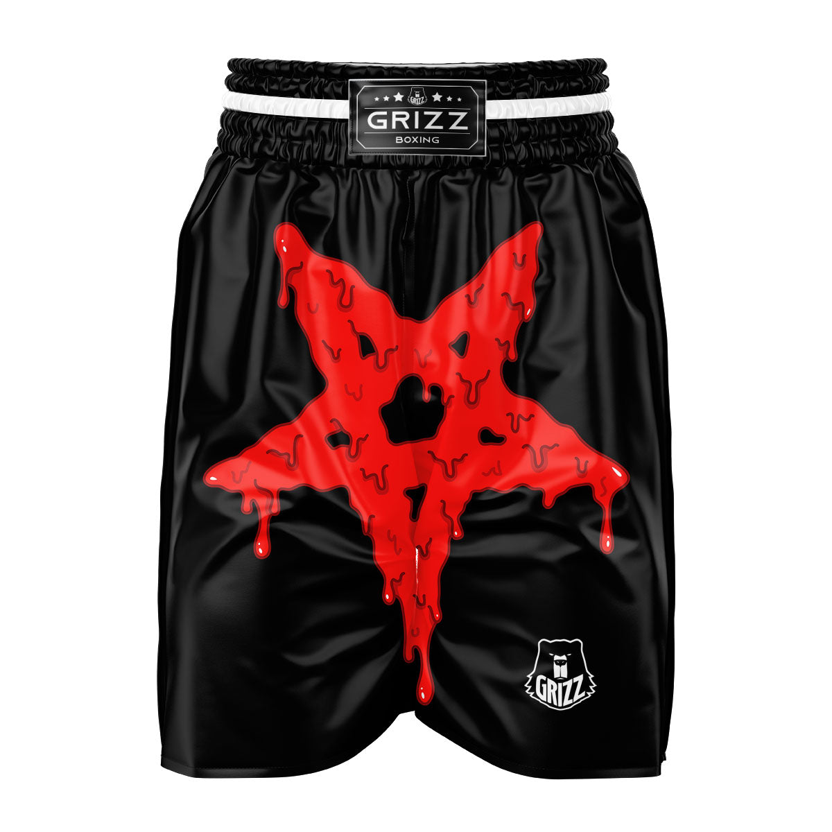 Symbol Red Pentagram Print Boxing Shorts-grizzshop