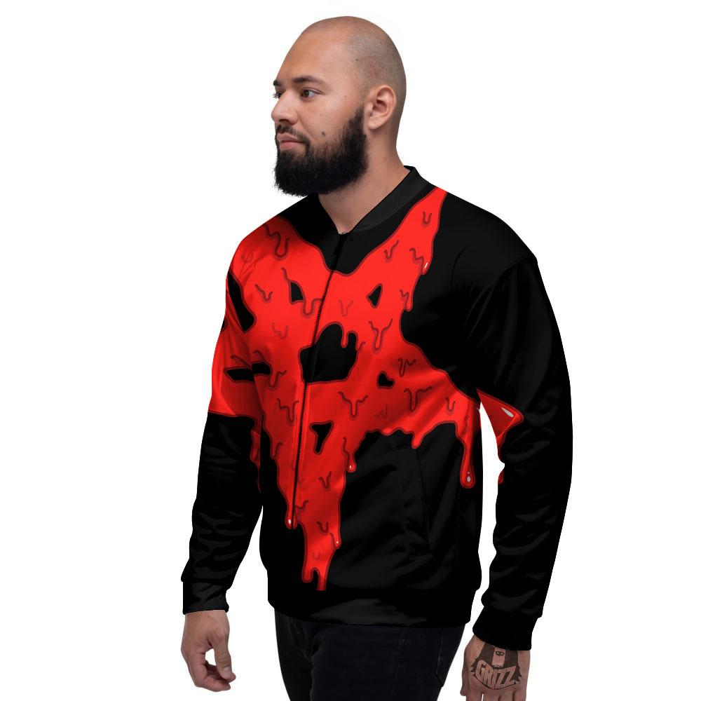 Symbol Red Pentagram Print Men's Bomber Jacket-grizzshop