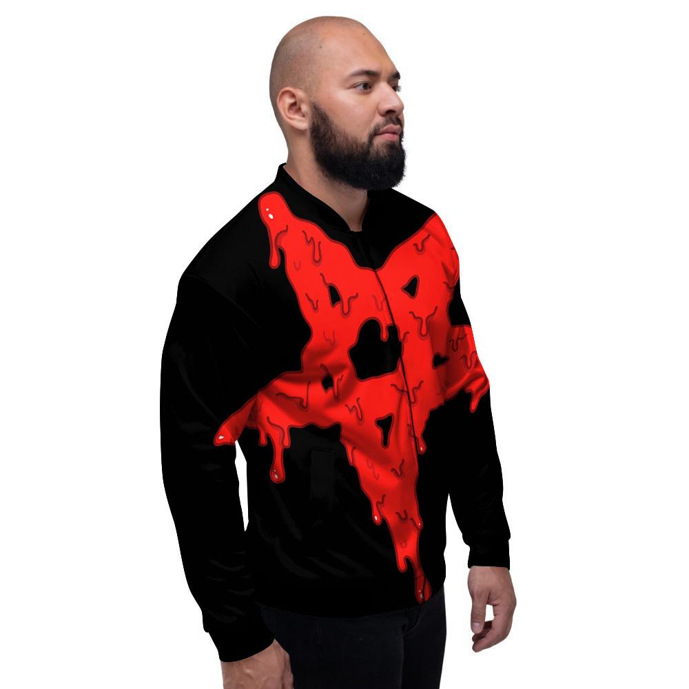 Symbol Red Pentagram Print Men's Bomber Jacket-grizzshop