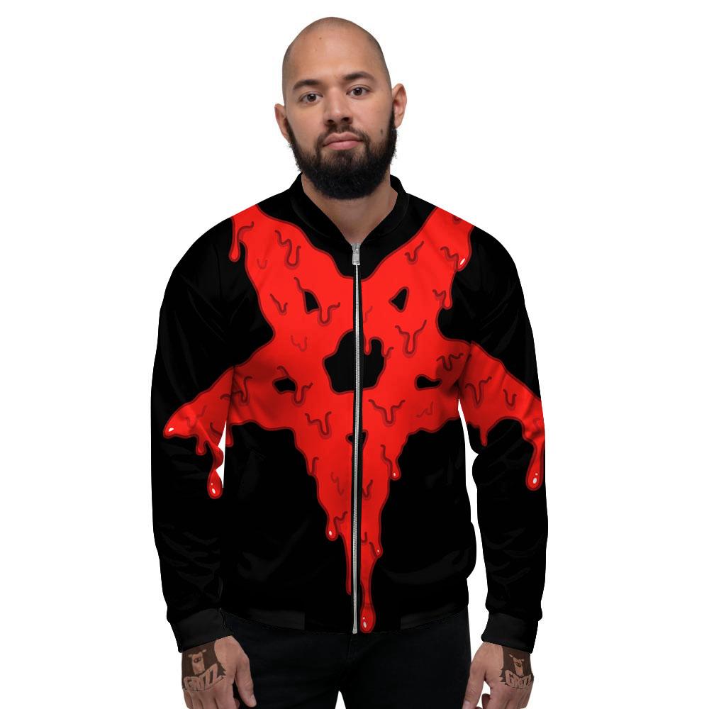 Symbol Red Pentagram Print Men's Bomber Jacket-grizzshop