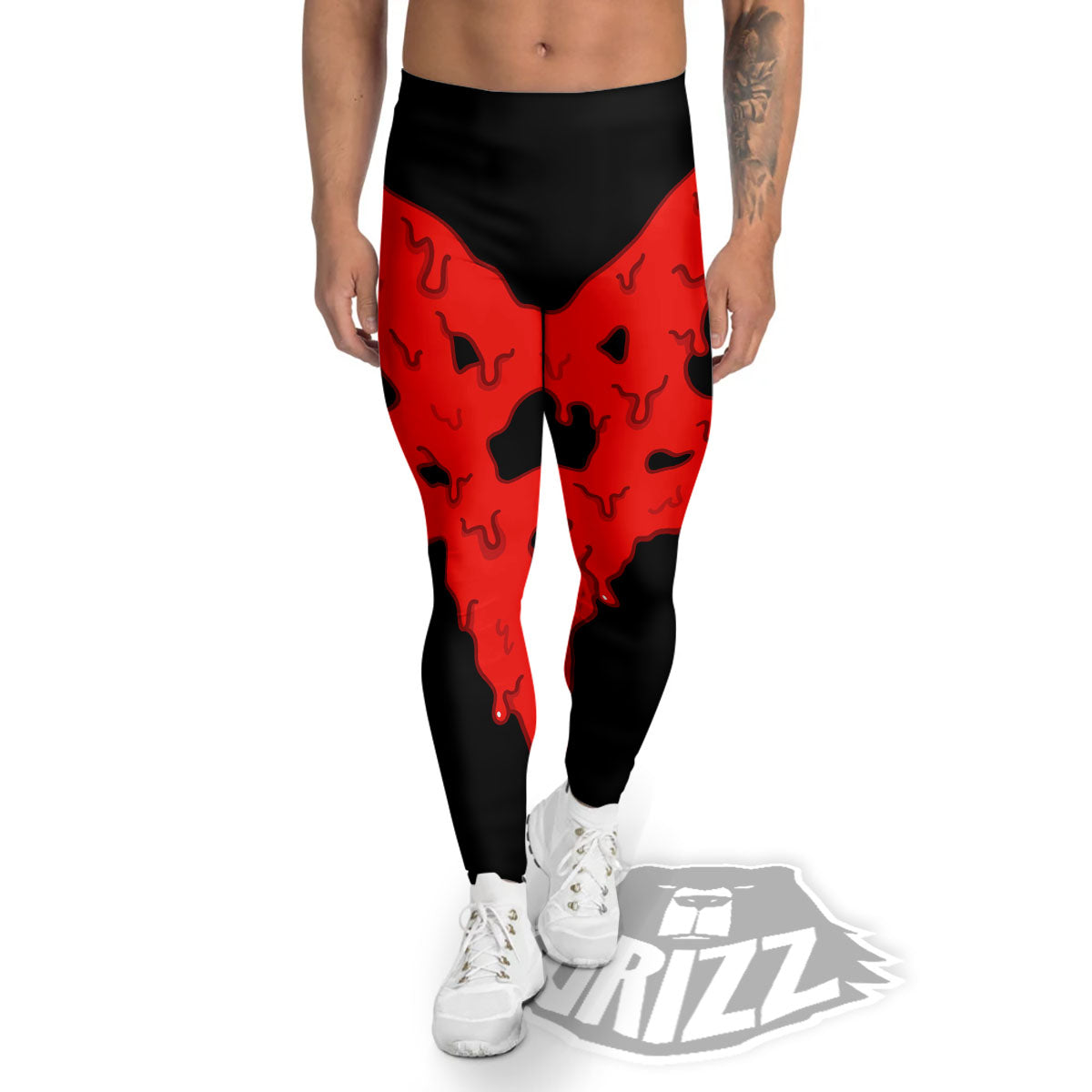 Symbol Red Pentagram Print Men's Leggings-grizzshop