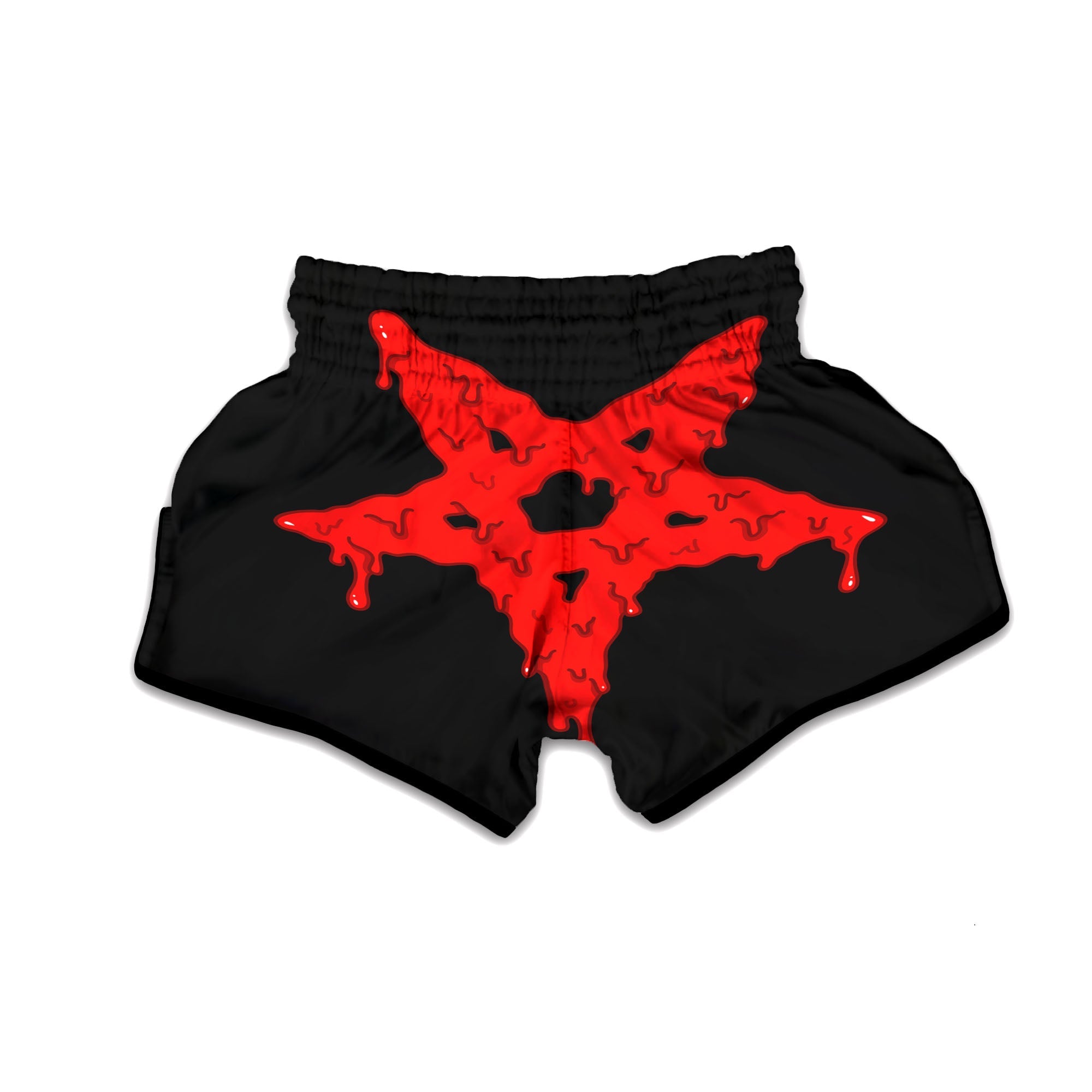Symbol Red Pentagram Print Muay Thai Boxing Shorts-grizzshop