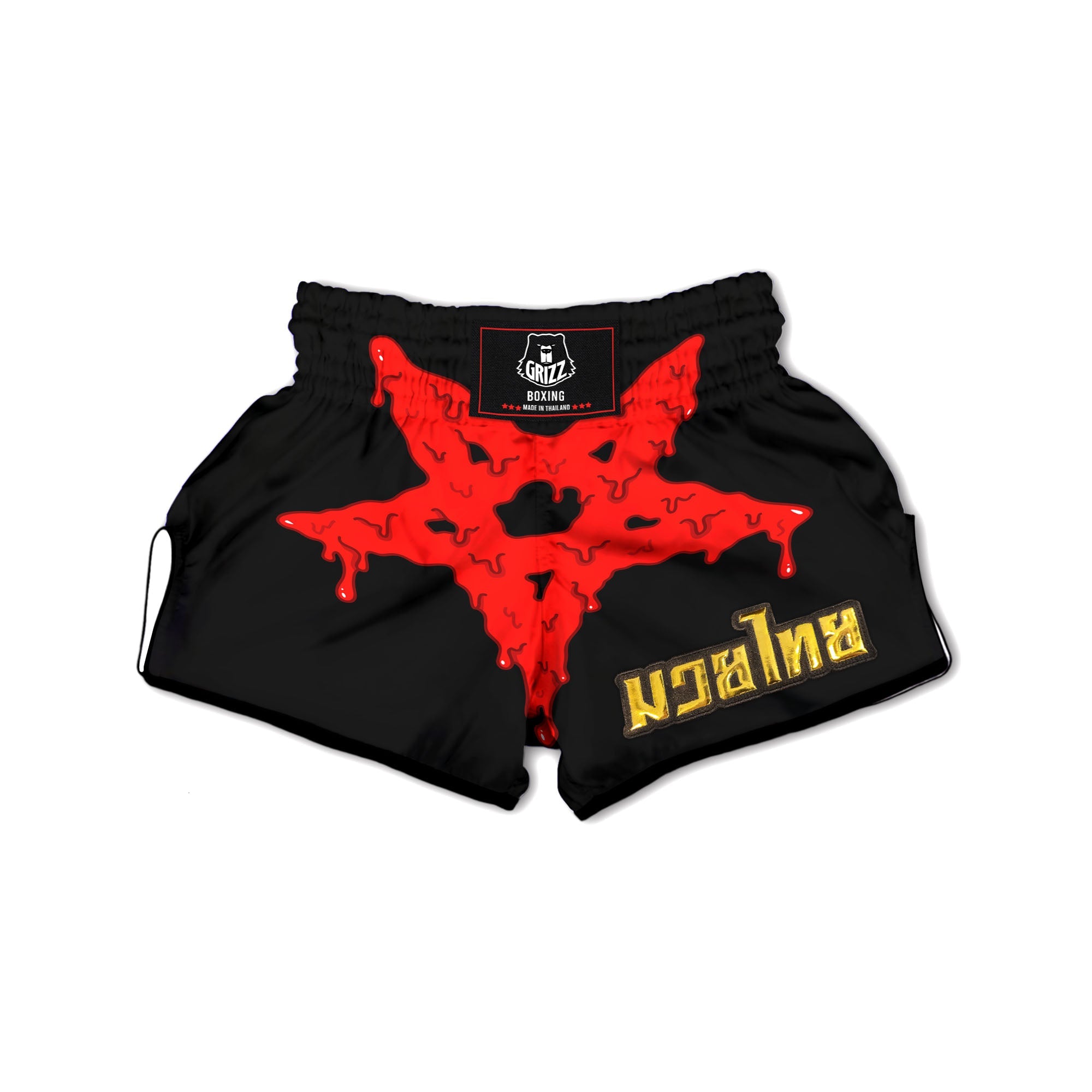 Symbol Red Pentagram Print Muay Thai Boxing Shorts-grizzshop