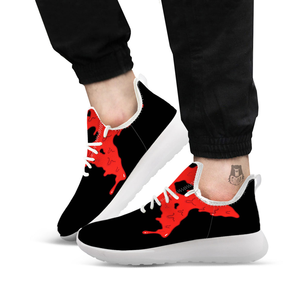 Symbol Red Pentagram Print White Athletic Shoes-grizzshop