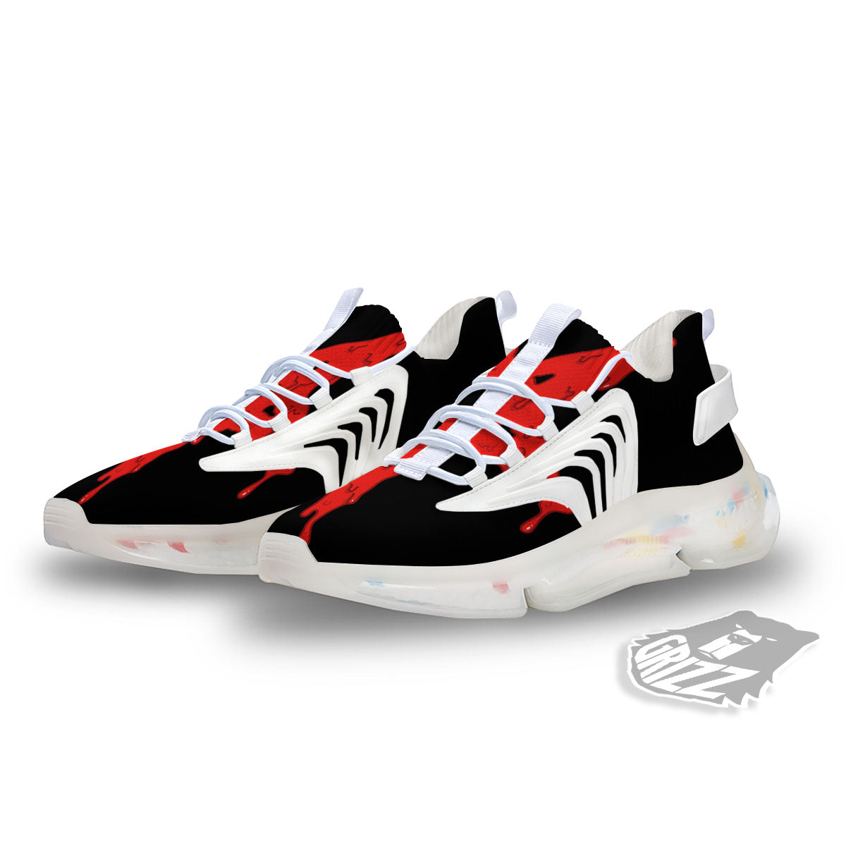Symbol Red Pentagram Print White Gym Shoes-grizzshop