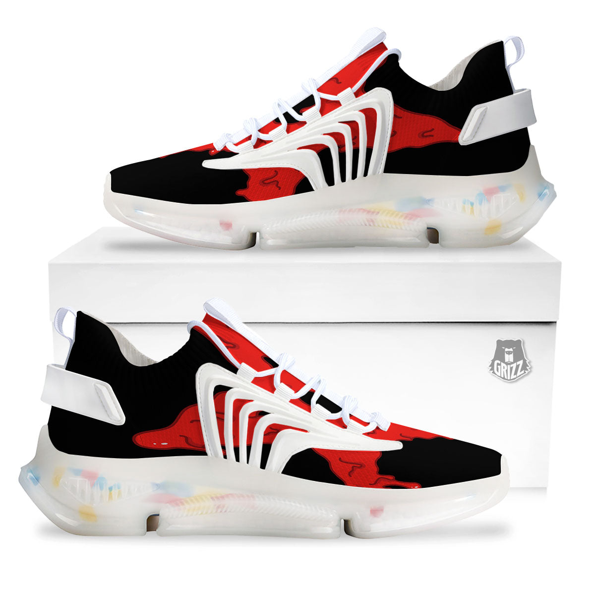 Symbol Red Pentagram Print White Gym Shoes-grizzshop