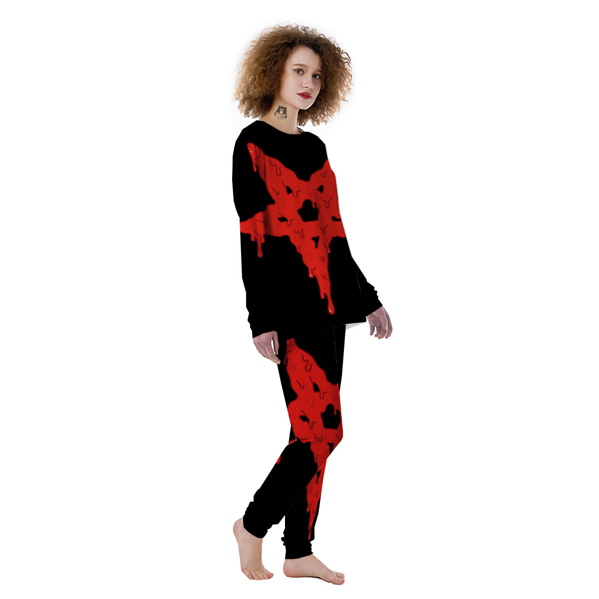Symbol Red Pentagram Print Women's Pajamas-grizzshop
