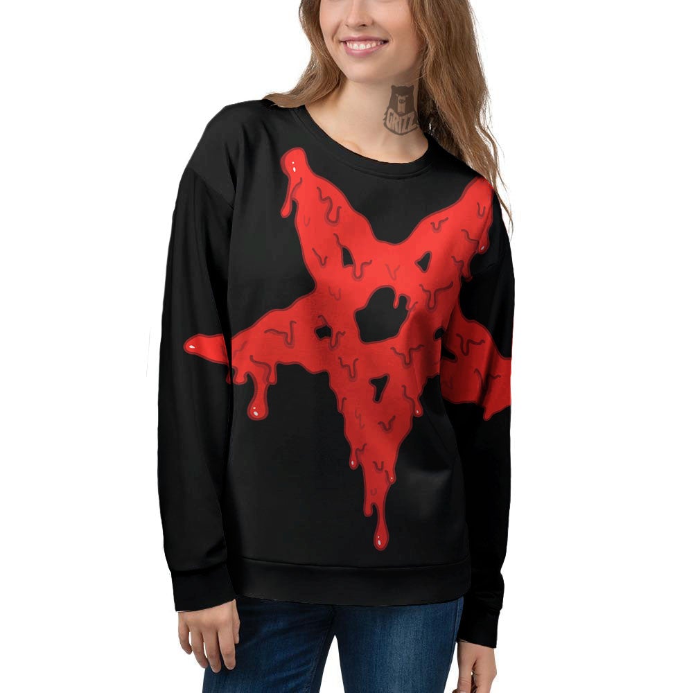 Symbol Red Pentagram Print Women's Sweatshirt-grizzshop
