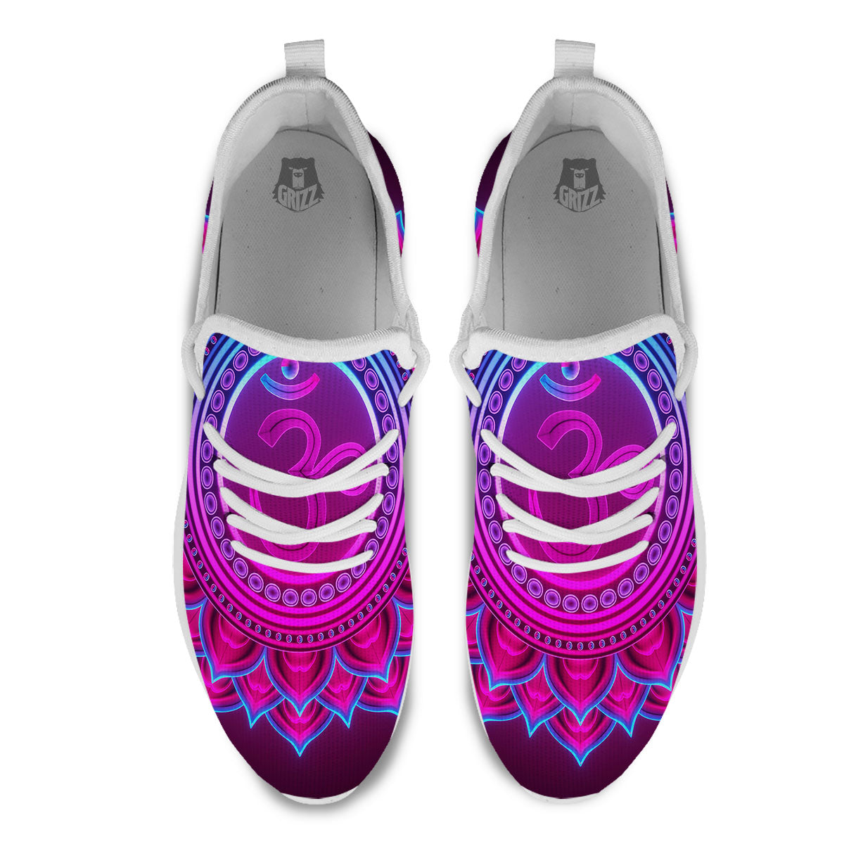 Symbol Sahasrara Chakra Print White Athletic Shoes-grizzshop