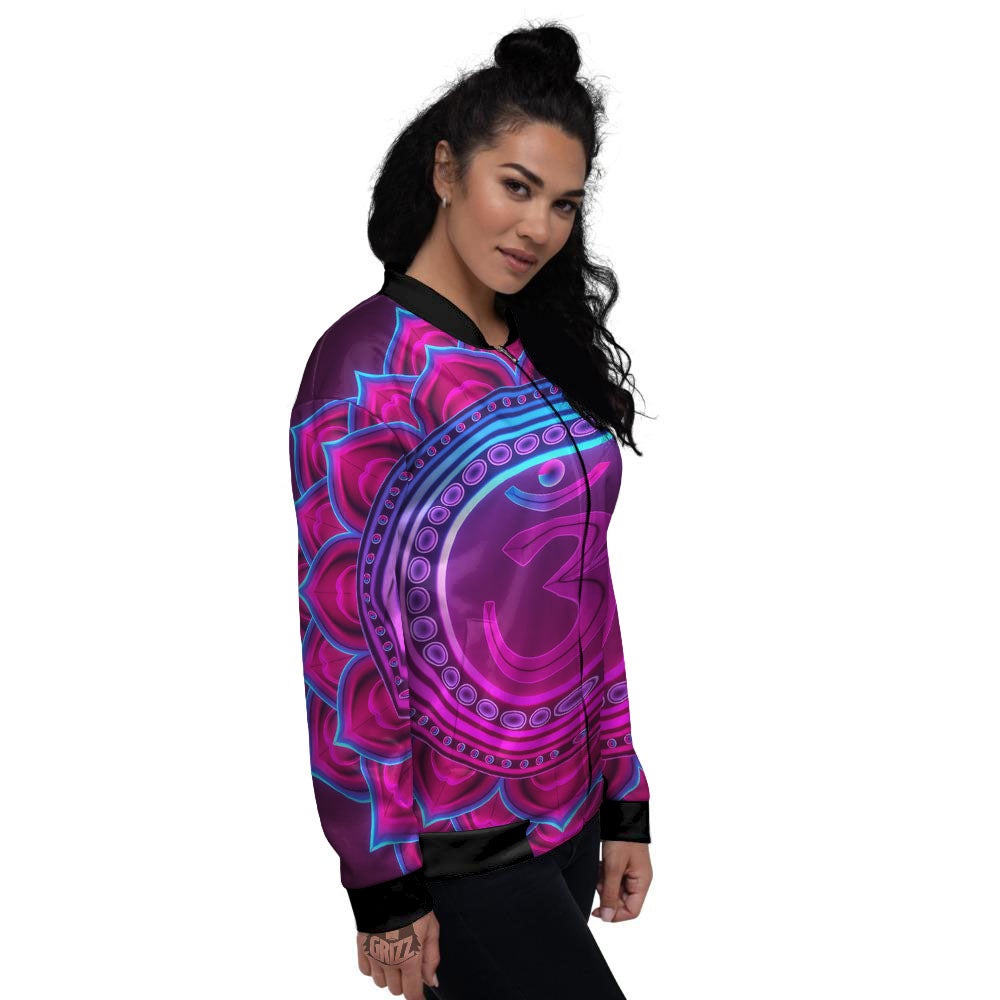 Symbol Sahasrara Chakra Print Women's Bomber Jacket-grizzshop