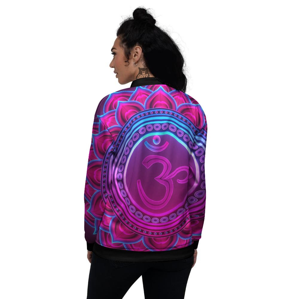 Symbol Sahasrara Chakra Print Women's Bomber Jacket-grizzshop