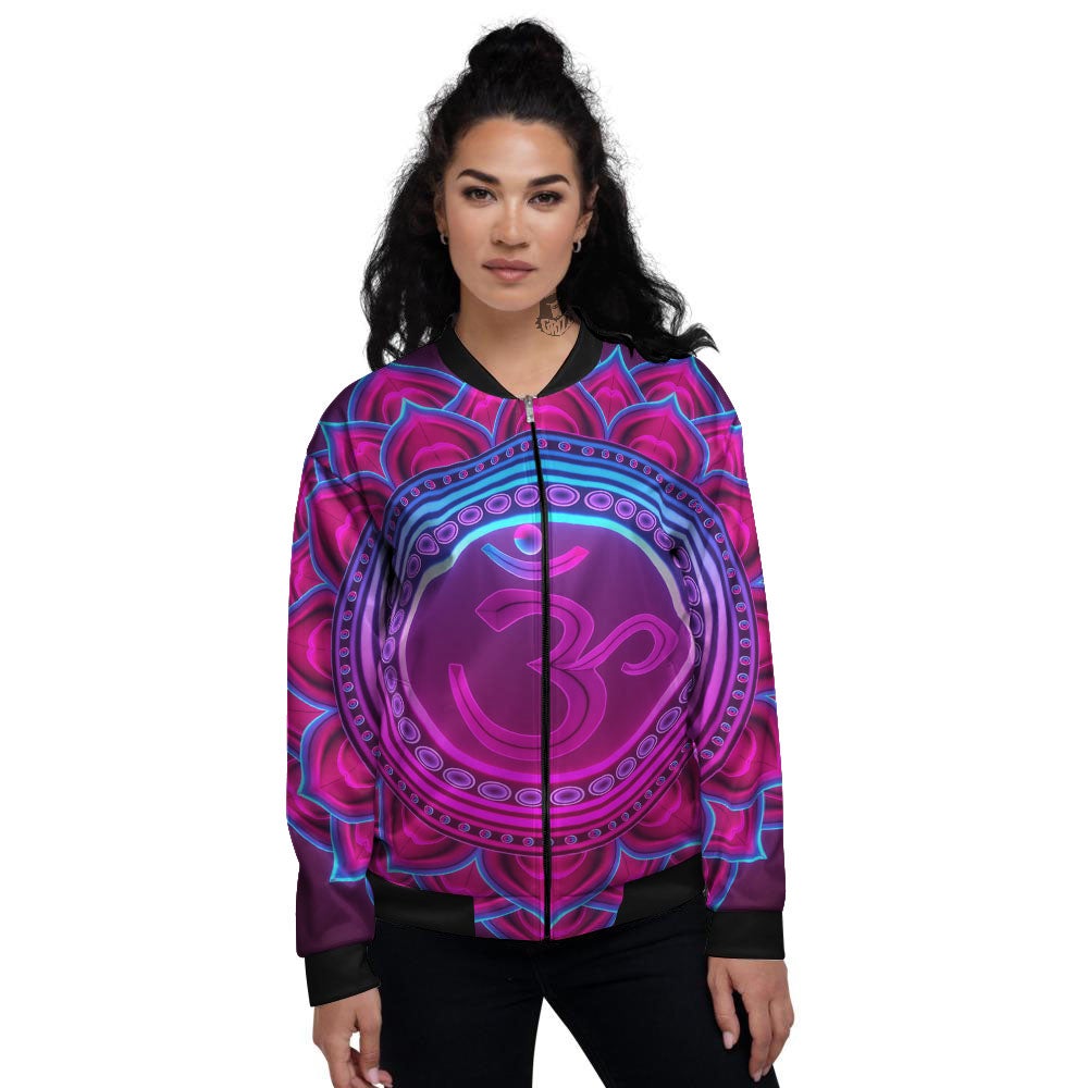 Symbol Sahasrara Chakra Print Women's Bomber Jacket-grizzshop