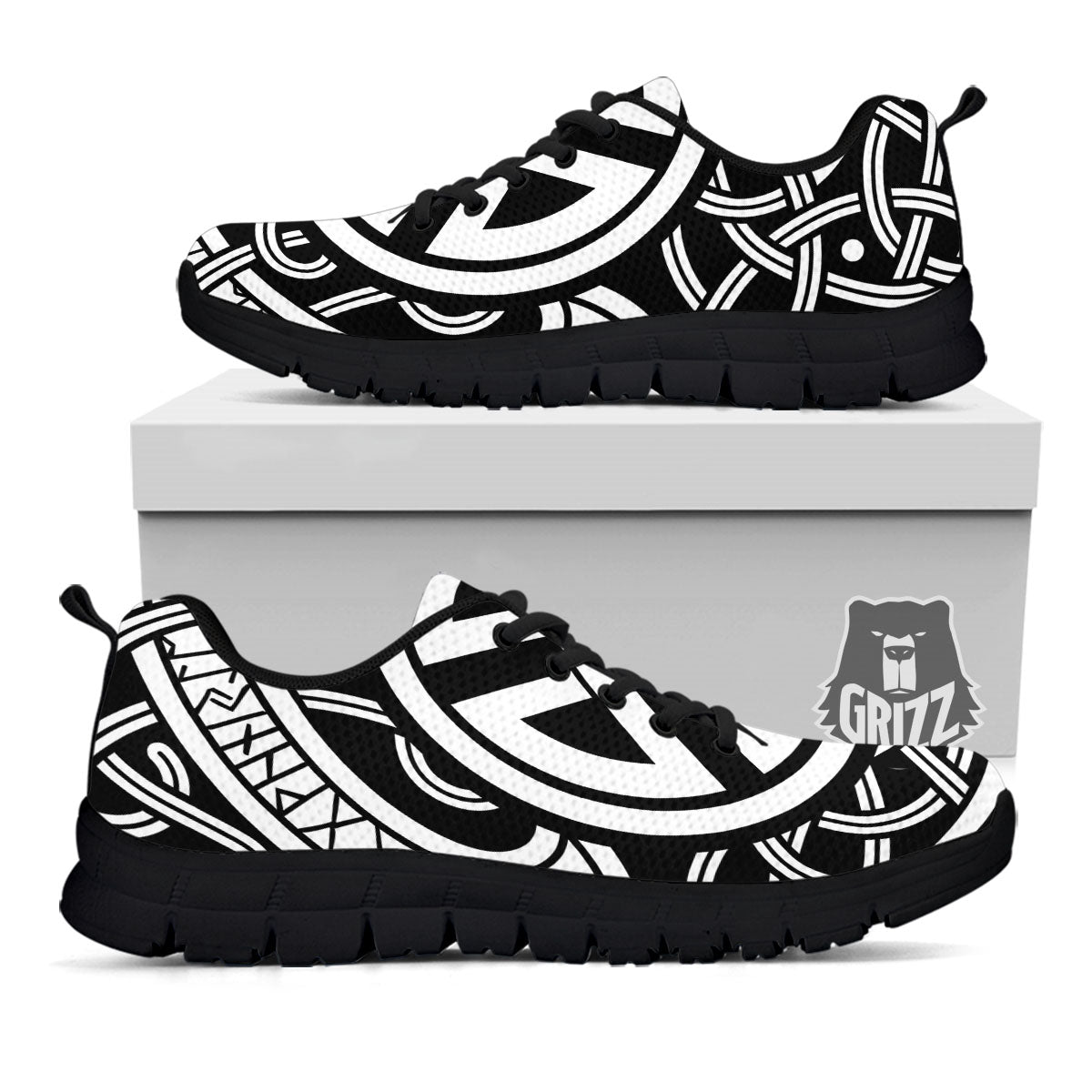 Symbol Viking Norse Runes Print Black Sneaker-grizzshop