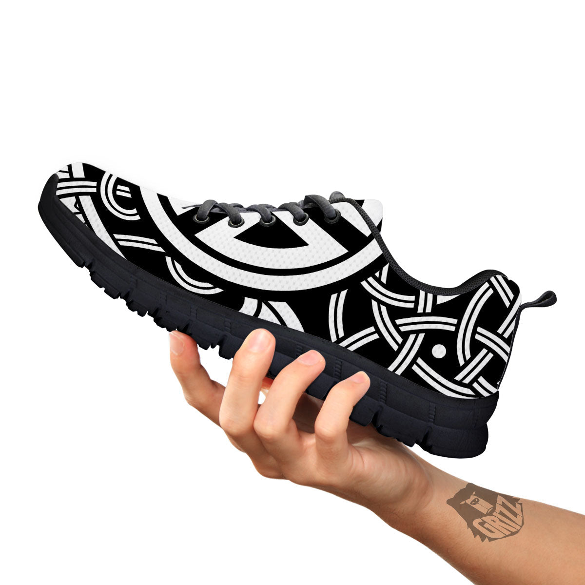 Symbol Viking Norse Runes Print Black Sneaker-grizzshop