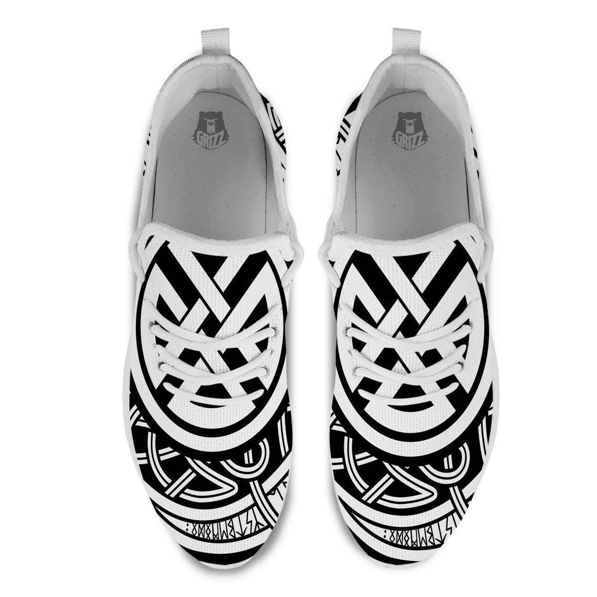 Symbol Viking Norse Runes Print White Athletic Shoes-grizzshop