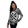 Symbol Viking Norse Runes Print Women's Bomber Jacket-grizzshop