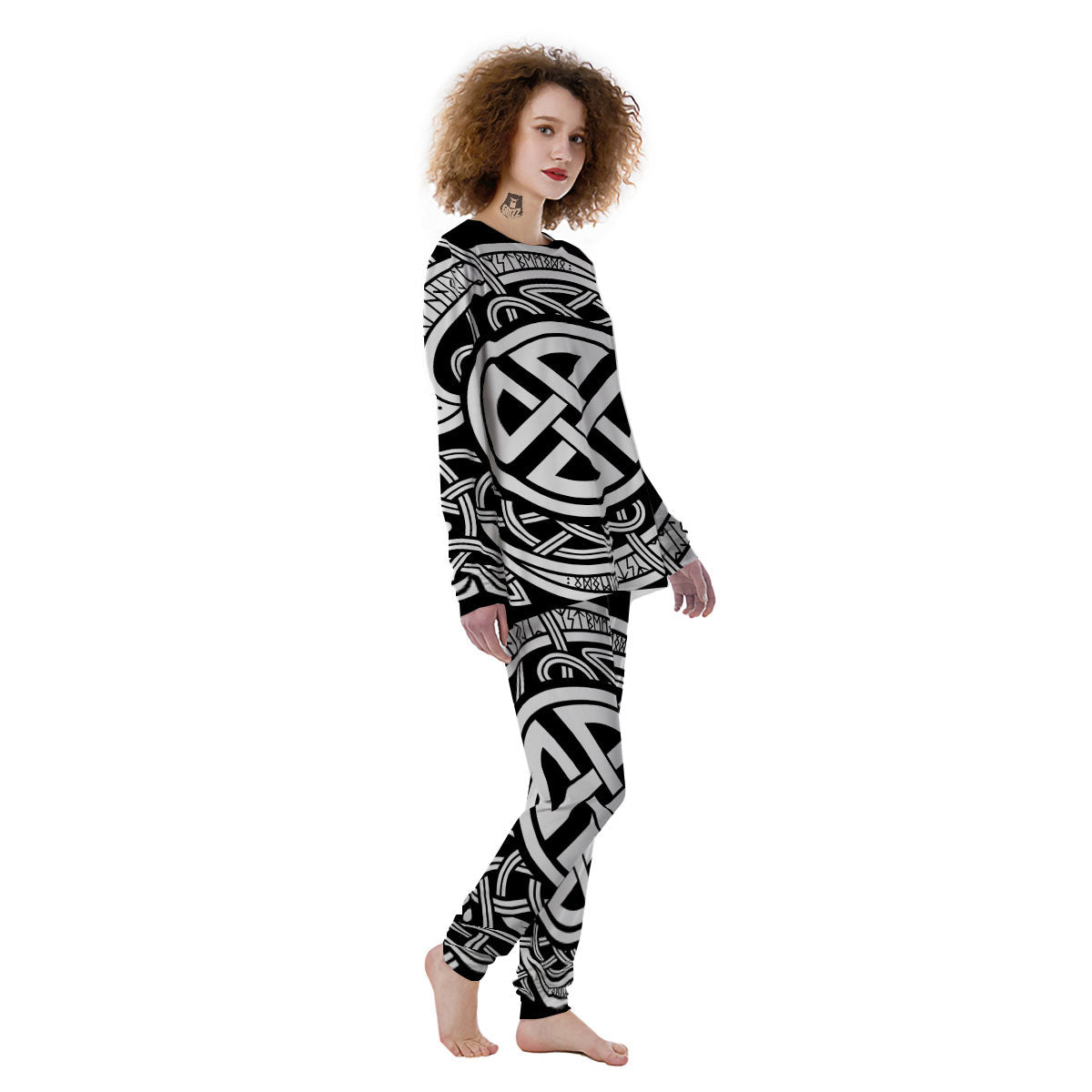 Symbol Viking Norse Runes Print Women's Pajamas-grizzshop