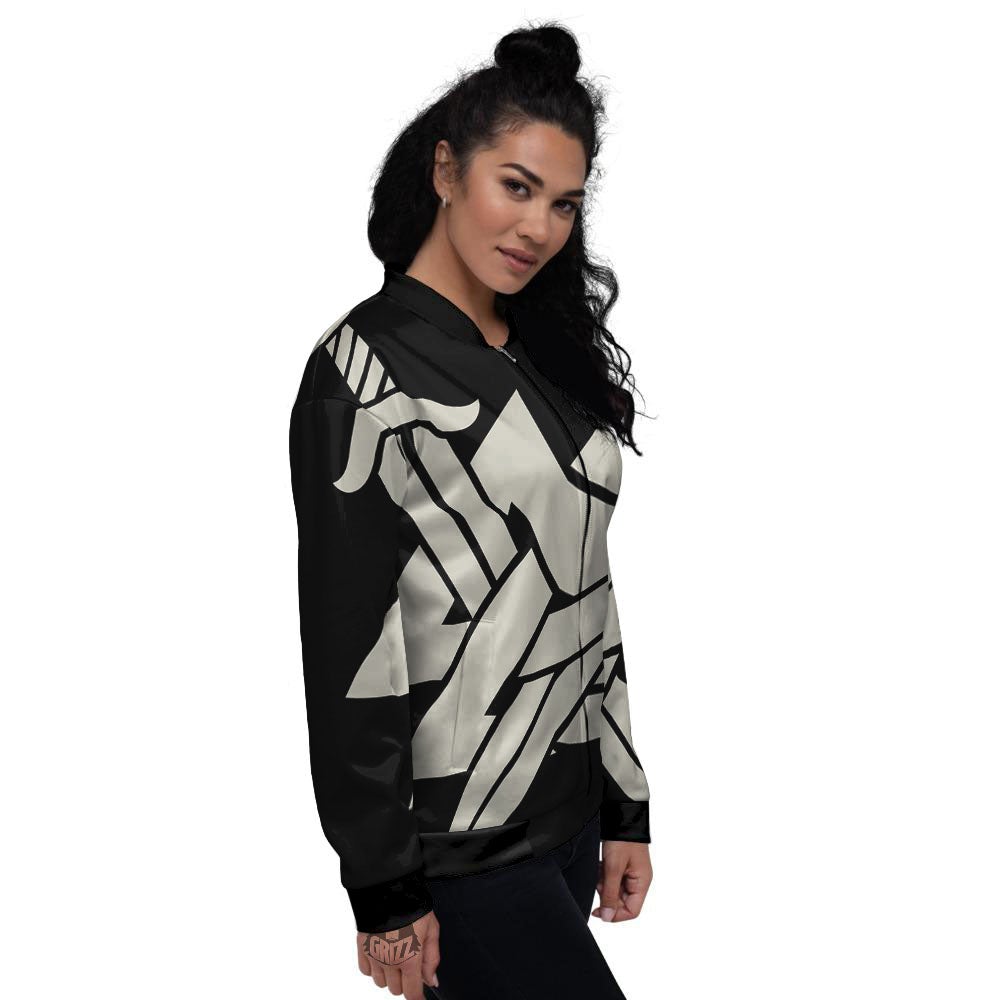 Symbol Viking Valhalla Print Women's Bomber Jacket-grizzshop