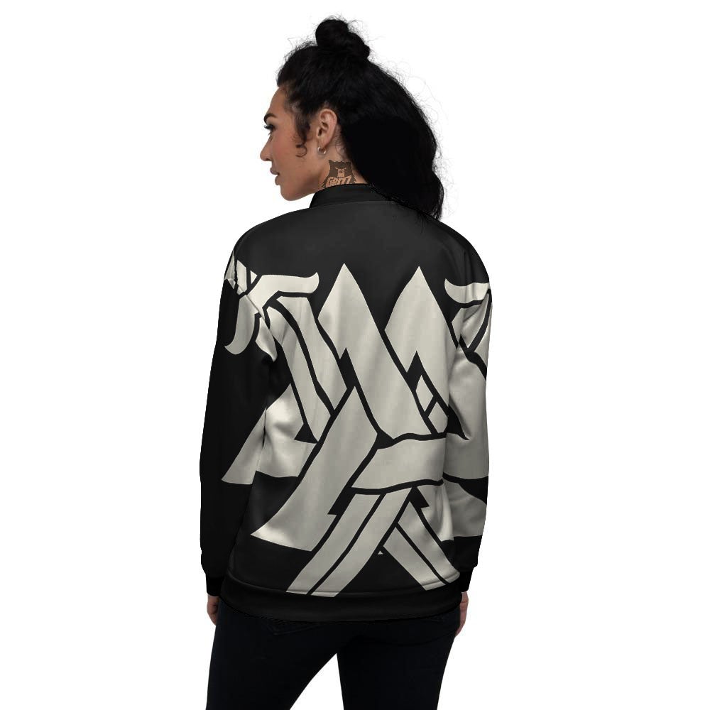 Symbol Viking Valhalla Print Women's Bomber Jacket-grizzshop