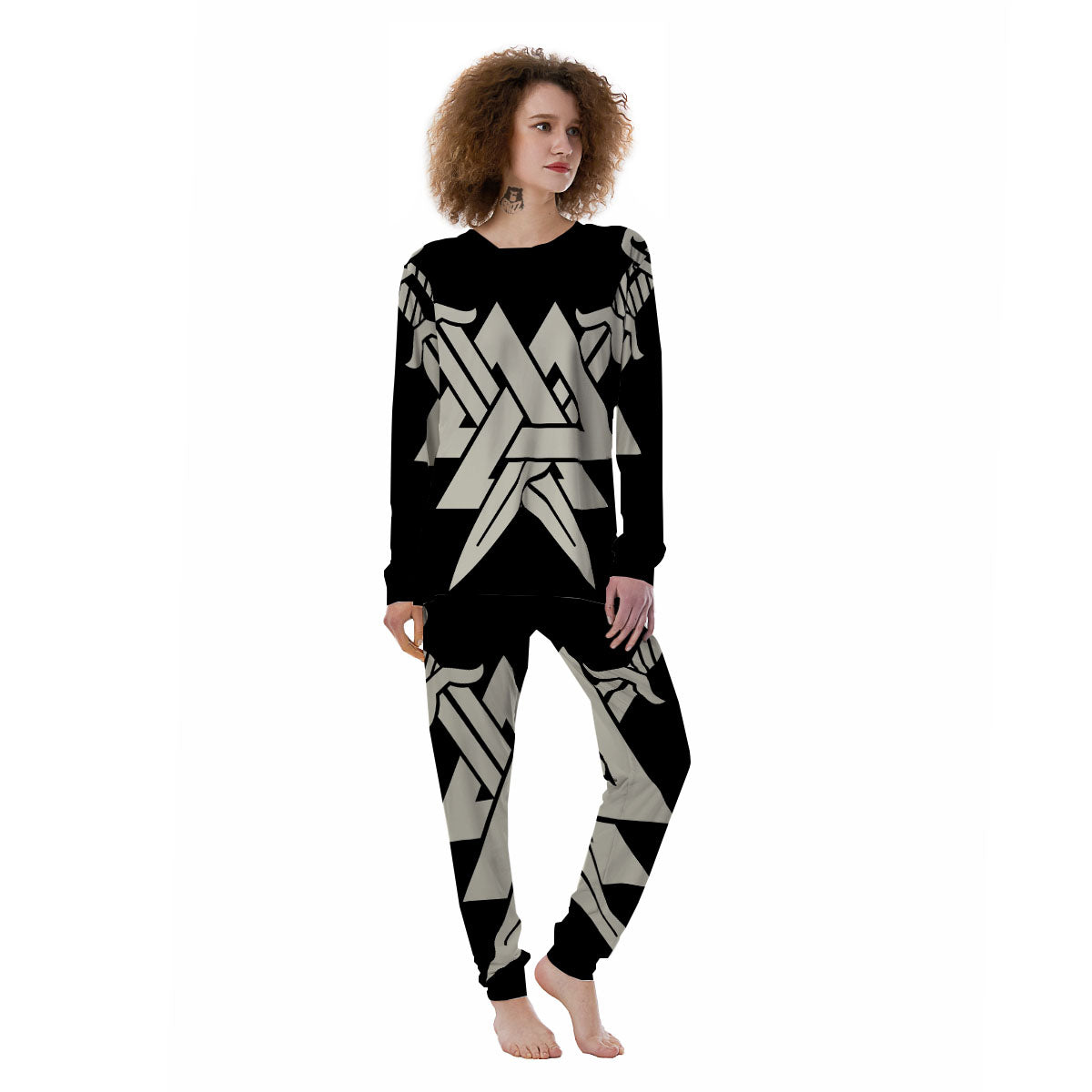 Symbol Viking Valhalla Print Women's Pajamas-grizzshop