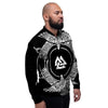 Symbol Viking Valknut Print Men's Bomber Jacket-grizzshop