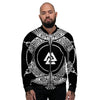 Symbol Viking Valknut Print Men's Bomber Jacket-grizzshop