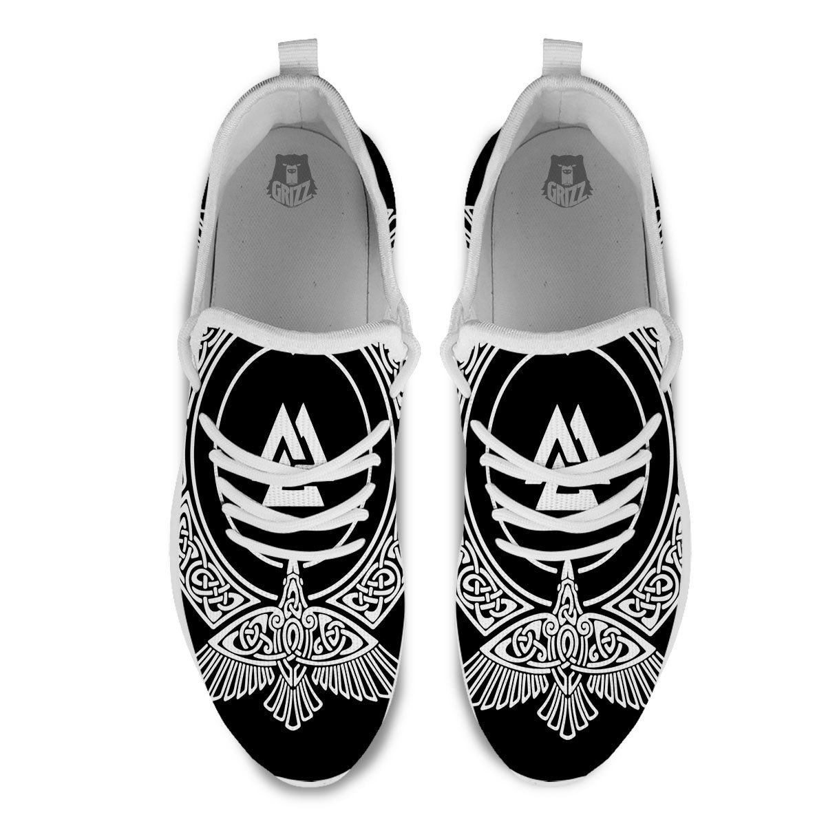 Symbol Viking Valknut Print White Athletic Shoes-grizzshop