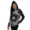 Symbol Viking Valknut Print Women's Bomber Jacket-grizzshop