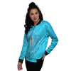 Symbol Vishuddha Chakra Print Women's Bomber Jacket-grizzshop