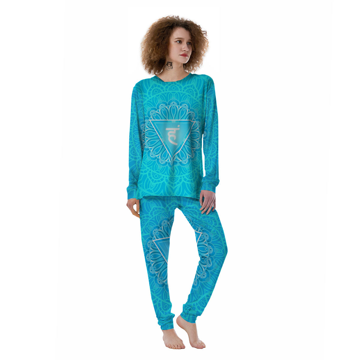 Symbol Vishuddha Chakra Print Women's Pajamas-grizzshop