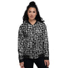 Symbols Black Adinkra Print Pattern Women's Bomber Jacket-grizzshop