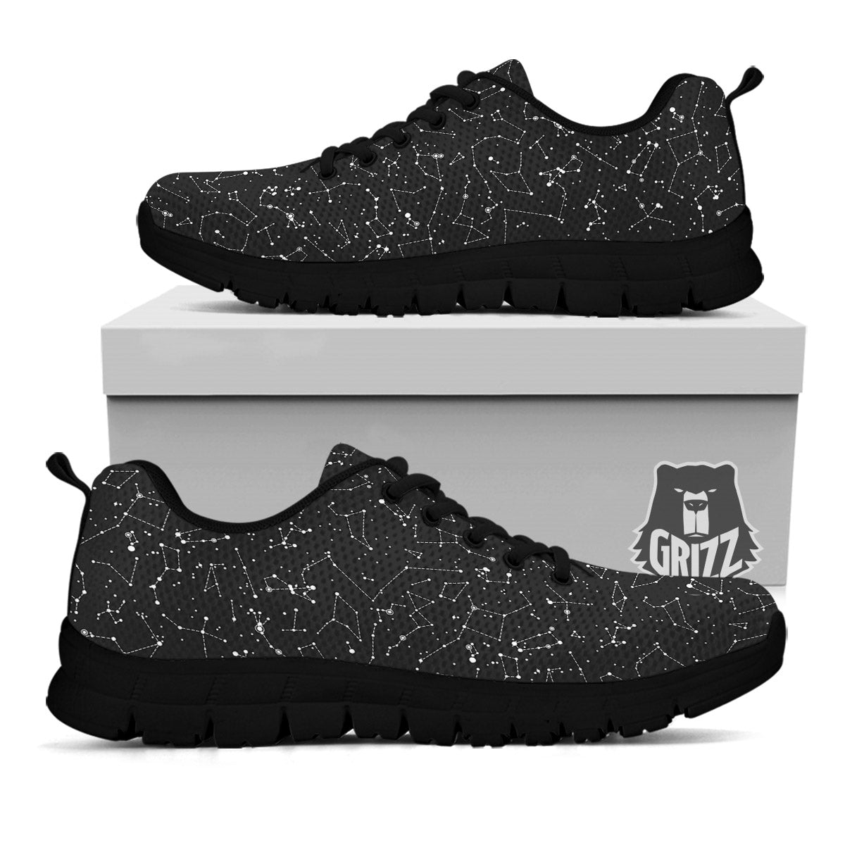 Symbols Constellation Print Pattern Black Sneaker-grizzshop