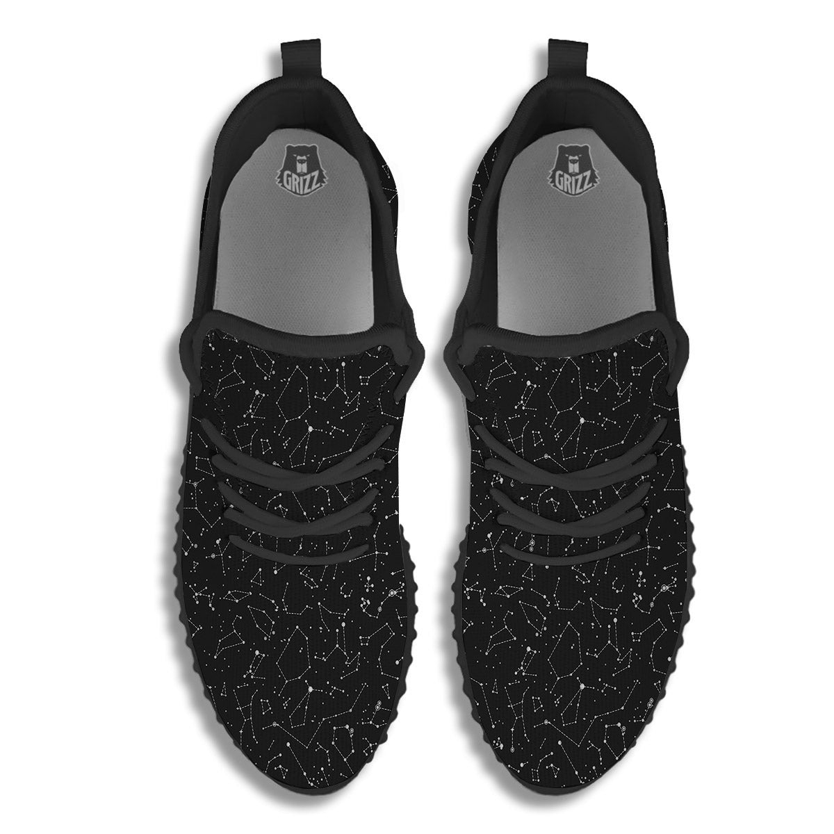 Symbols Constellation Print Pattern Black Walking Shoes-grizzshop