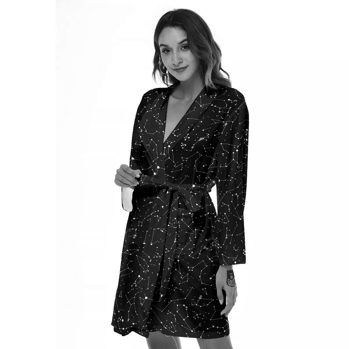 Symbols Constellation Print Pattern Women's Robe-grizzshop