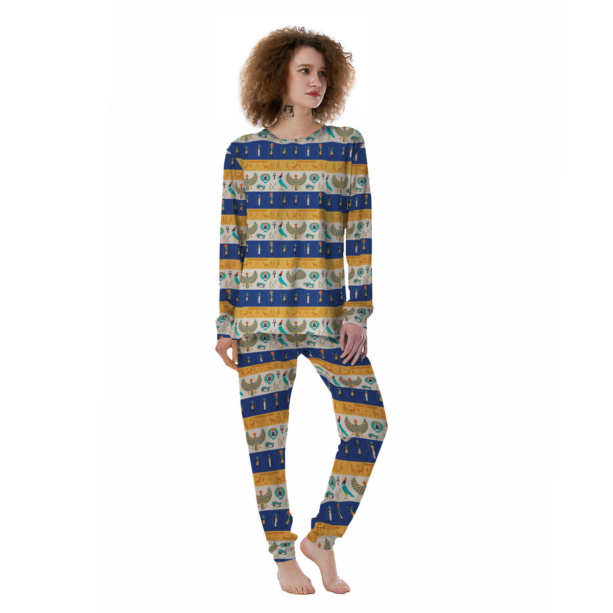 Symbols Egyptian Print Pattern Women's Pajamas-grizzshop