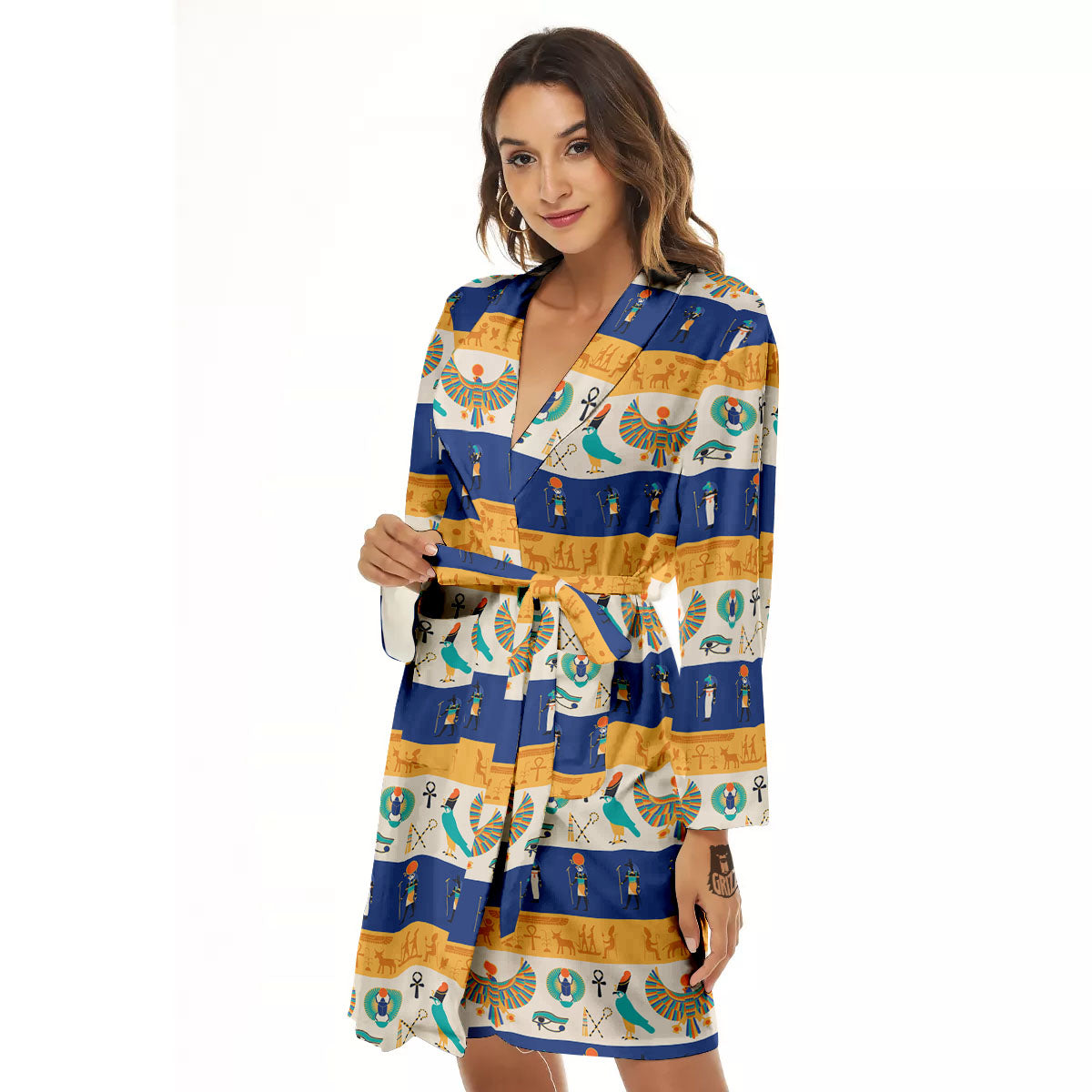 Symbols Egyptian Print Pattern Women's Robe-grizzshop