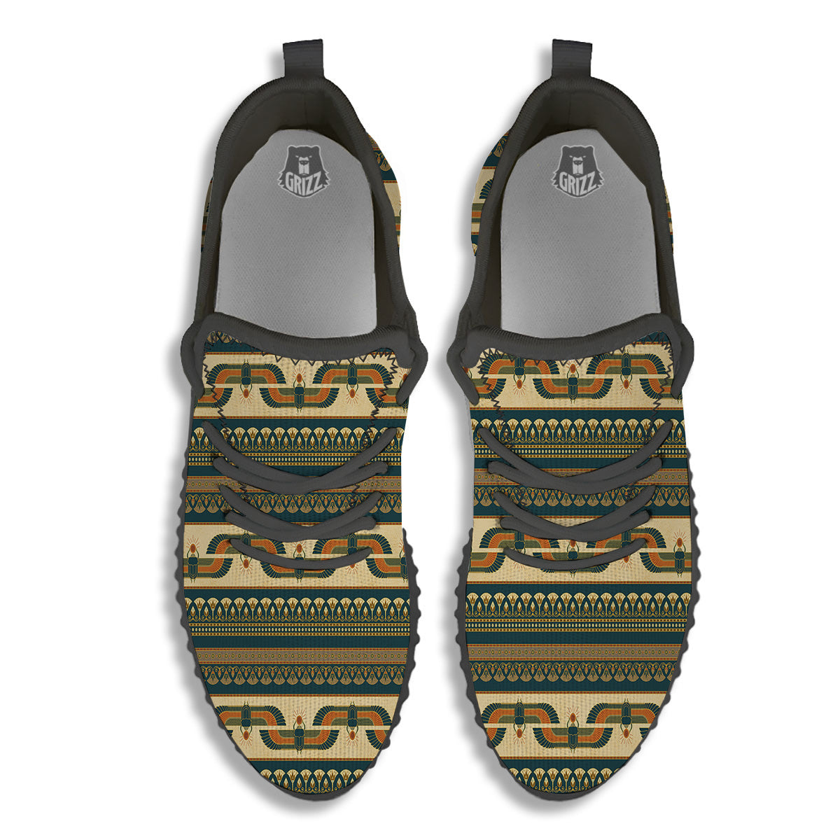 Symbols Of Ancient Egypt Print Pattern Black Walking Shoes-grizzshop