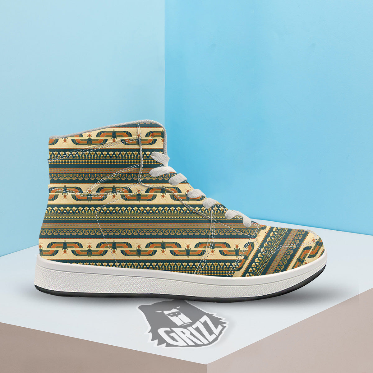 Symbols Of Ancient Egypt Print Pattern High Top Sneakers-grizzshop