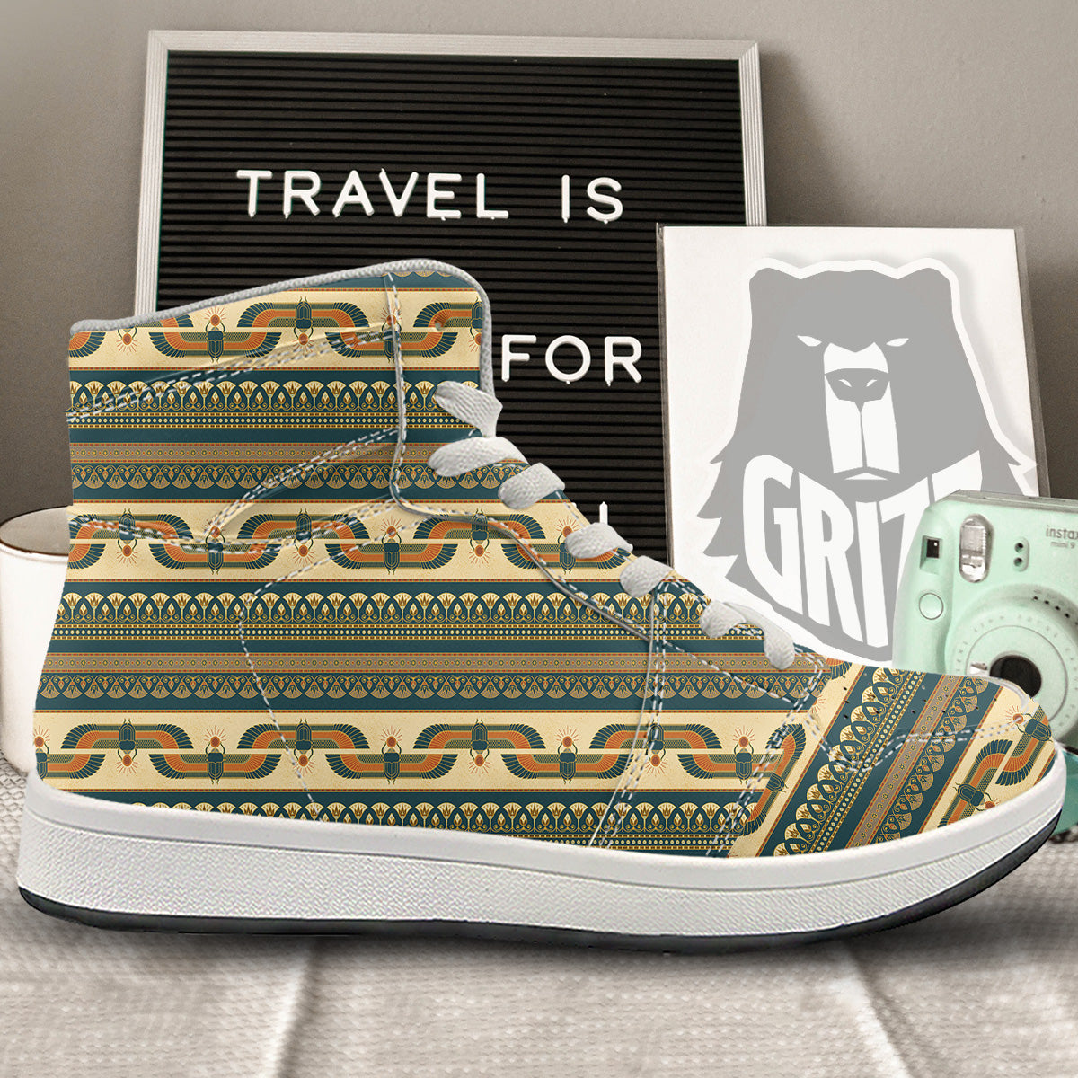 Symbols Of Ancient Egypt Print Pattern High Top Sneakers-grizzshop
