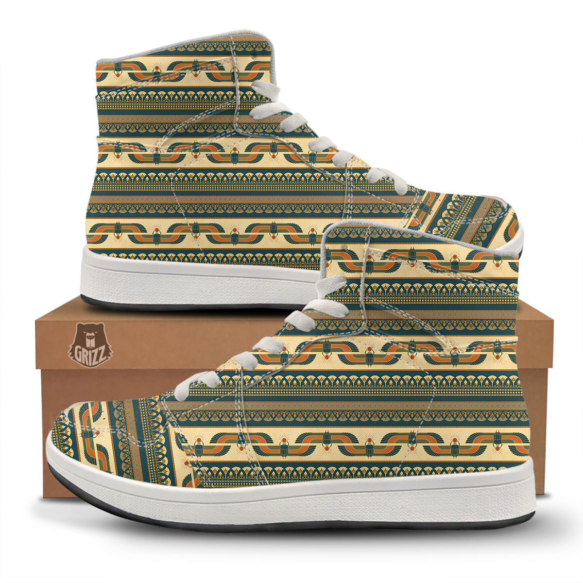Symbols Of Ancient Egypt Print Pattern High Top Sneakers-grizzshop