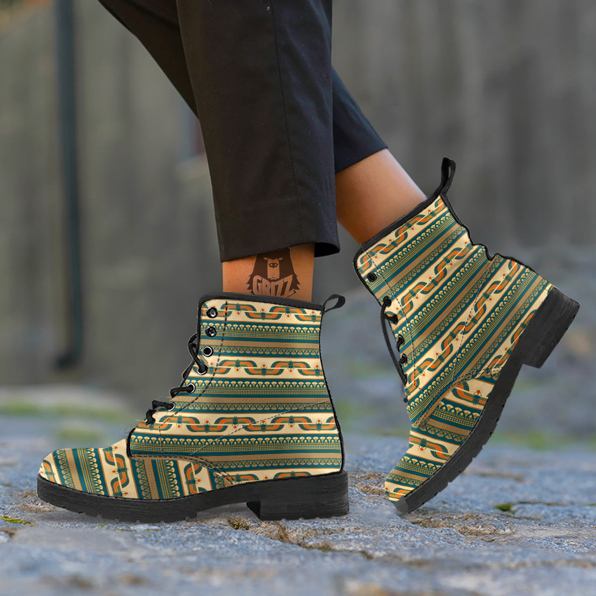 Symbols Of Ancient Egypt Print Pattern Leather Boots-grizzshop
