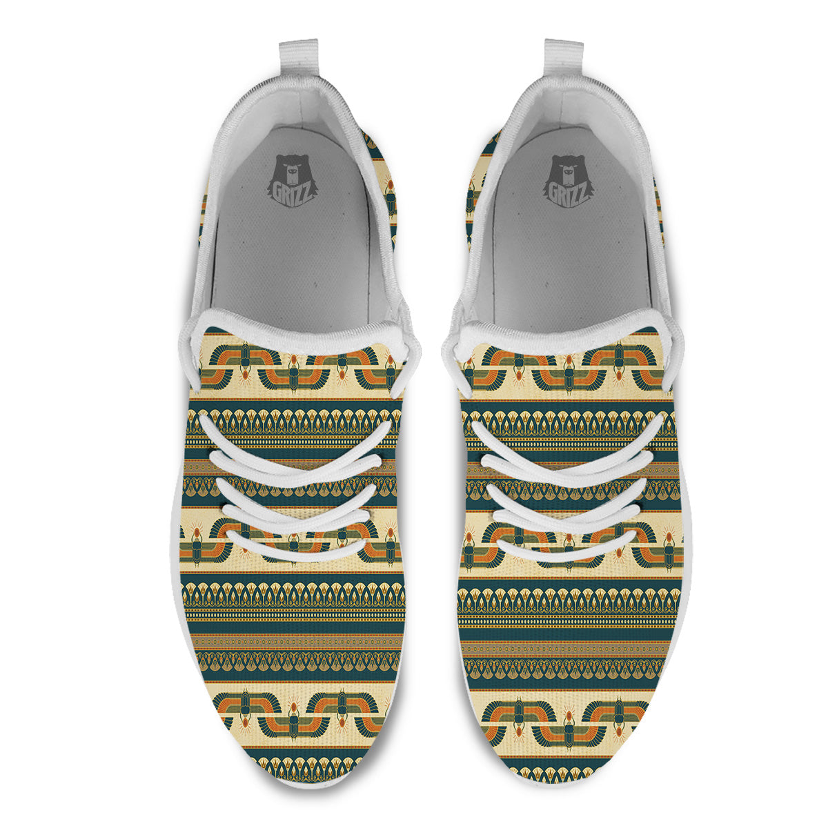 Symbols Of Ancient Egypt Print Pattern White Athletic Shoes-grizzshop