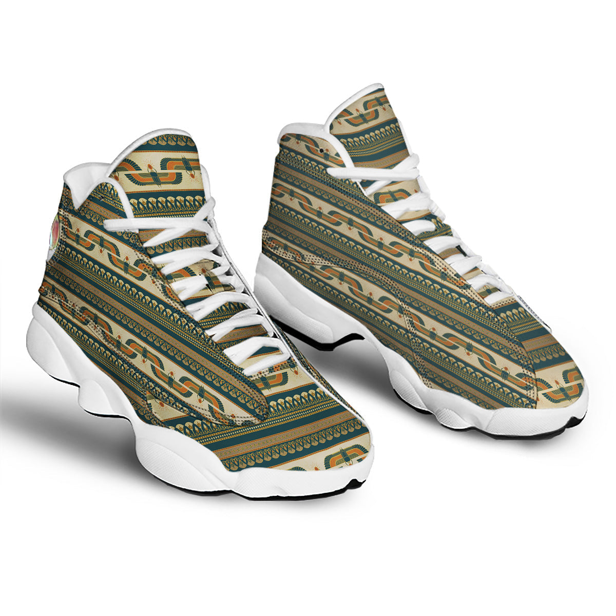 Symbols Of Ancient Egypt Print Pattern White Basketball Shoes-grizzshop